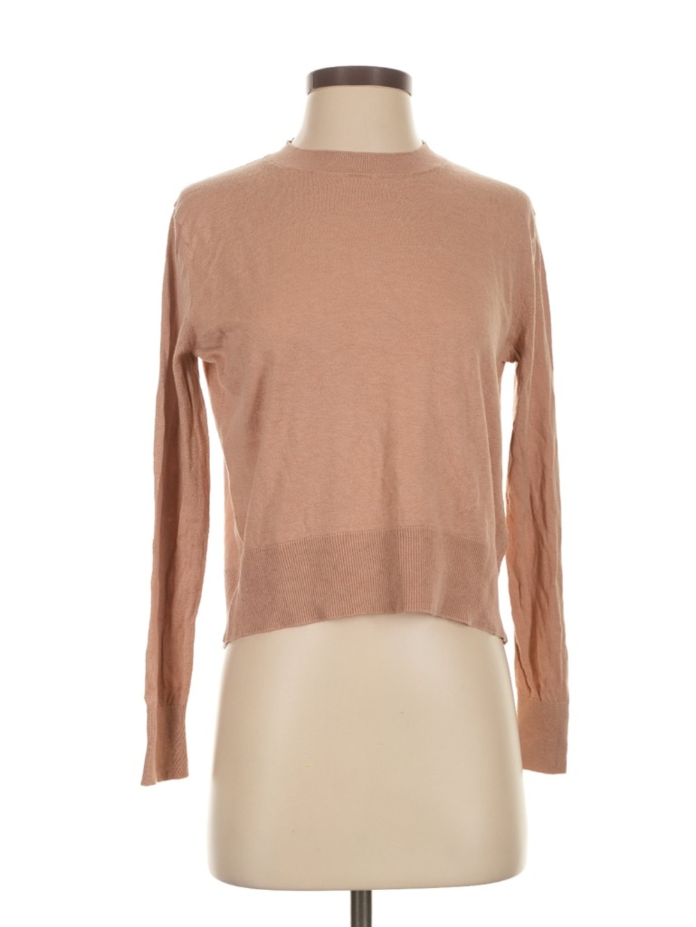 Banana Republic XS Silk Cotton Sweater Lightweight Mock Neck Tan Neutral XS